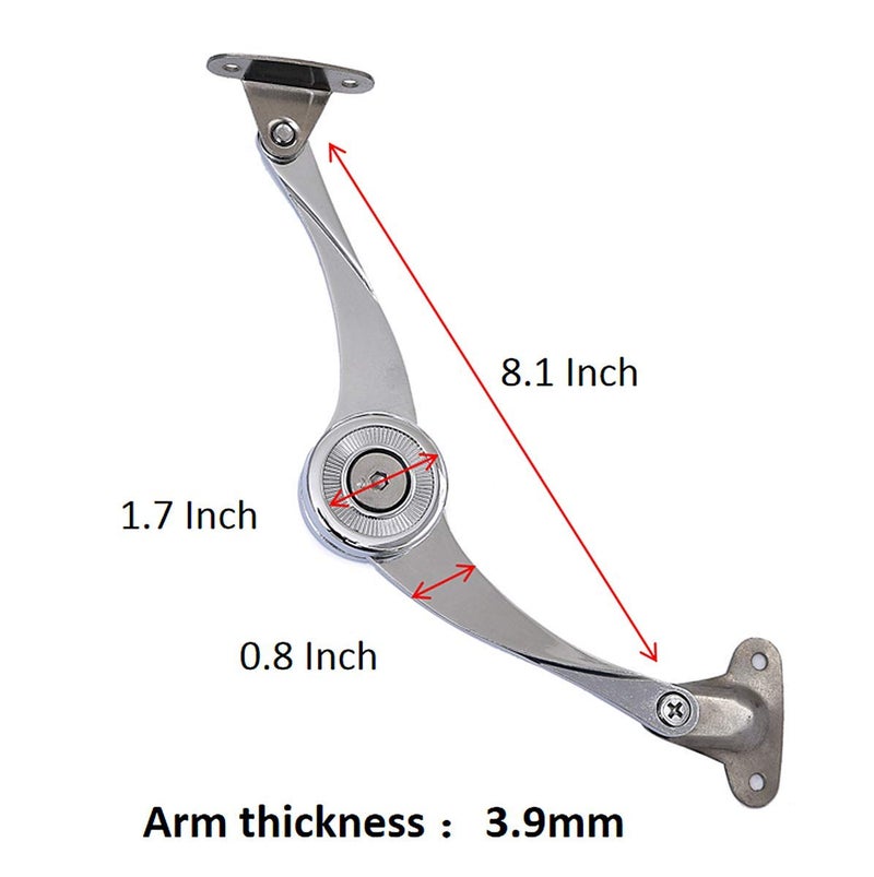 MOYODOR QBOSO Lid Support Hinge in Satin Nickel Folding Lid Stay Hinge with Soft Close, Perfect for Toy Box/Drawer/Window/Wardrobe/Cabinet Door,22lb(Scimitar Style 1pair) - Image 5